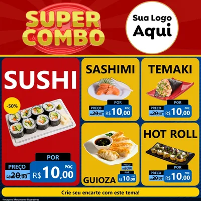 Modelo de Rede Social para Feed Facebook com o tema Super Combo para Comida japonesa