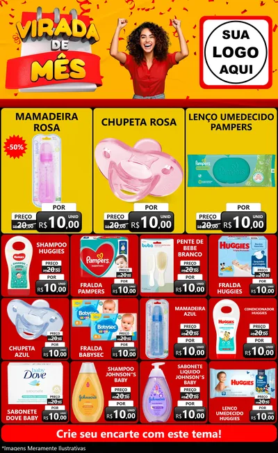 Modelo de Encarte para Encarte Grande com o tema Virada de Mês para Bebês