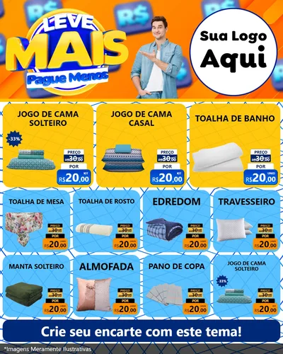 Modelo de Rede Social para Feed Instagram com o tema Leve Mais, Pague Menos para Cama, Mesa e Banho