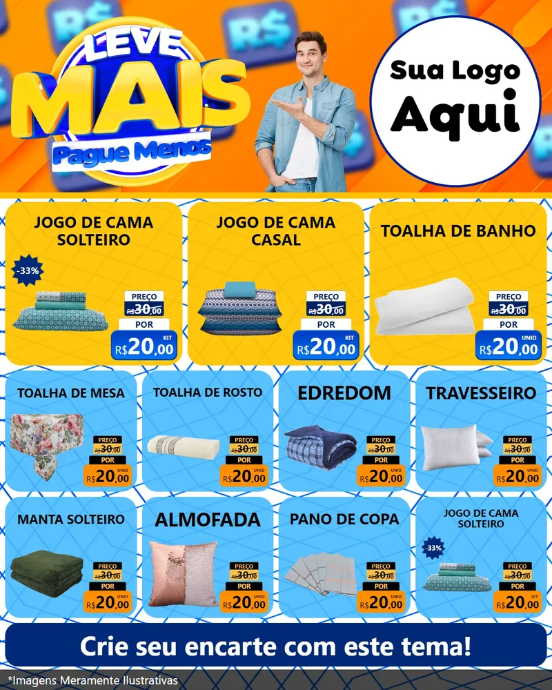 Modelo de Rede Social para Feed Instagram com o tema Leve Mais, Pague Menos para Cama, Mesa e Banho