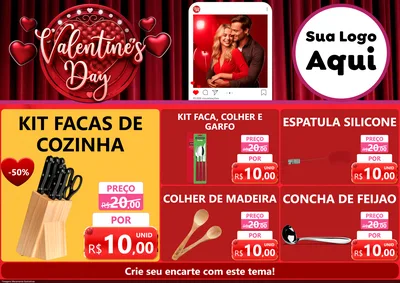 Modelo de Encarte para Encarte A4 Horizontal com o tema Valentine's Day para Utilidades Domésticas
