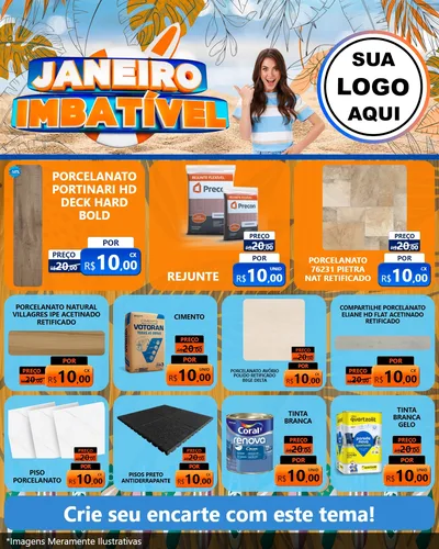 Modelo de Rede Social para Feed Instagram com o tema Janeiro Imbatível para Pisos e revestimentos