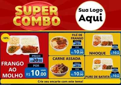 Modelo de Encarte para Encarte A4 Horizontal com o tema Super Combo para Restaurante