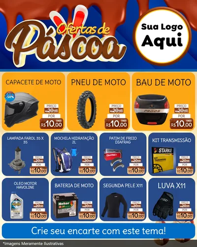 Modelo de Rede Social para Feed Instagram com o tema Ofertas de Páscoa para Moto peças