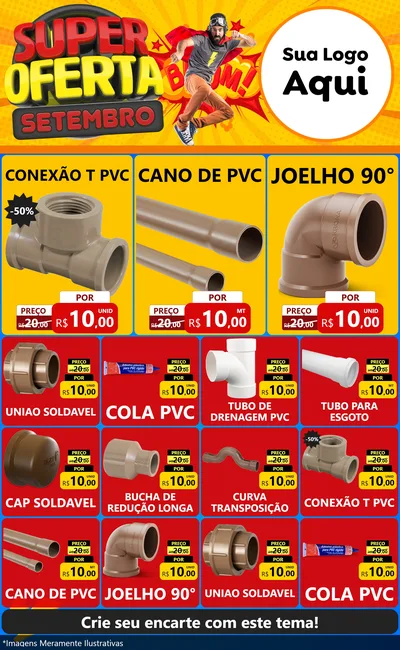 Modelo de Encarte para Encarte Grande com o tema Super Oferta Setembro para Tubos e conexões