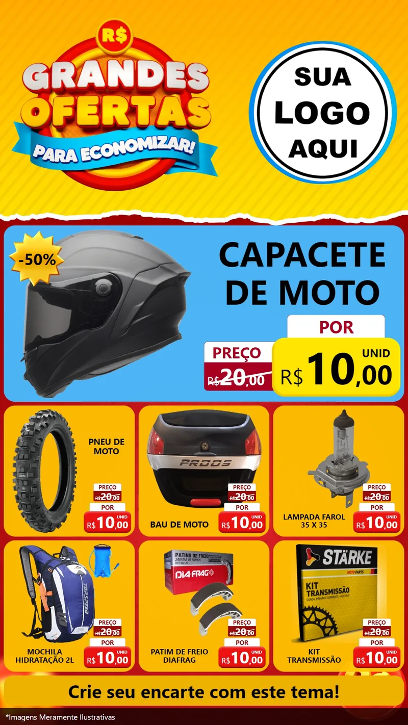Modelo de Rede Social para Stories com o tema Grandes Ofertas Para Economizar! para Moto peças