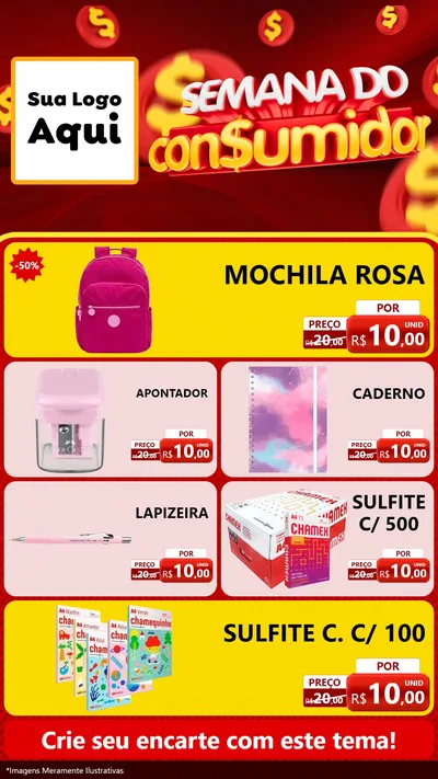 Modelo de TV para TV Vertical com o tema Semana do Consumidor para Papelaria