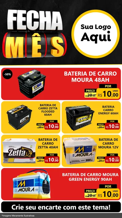 Modelo de TV para TV Vertical com o tema Fecha Mês para Baterias Elétricas