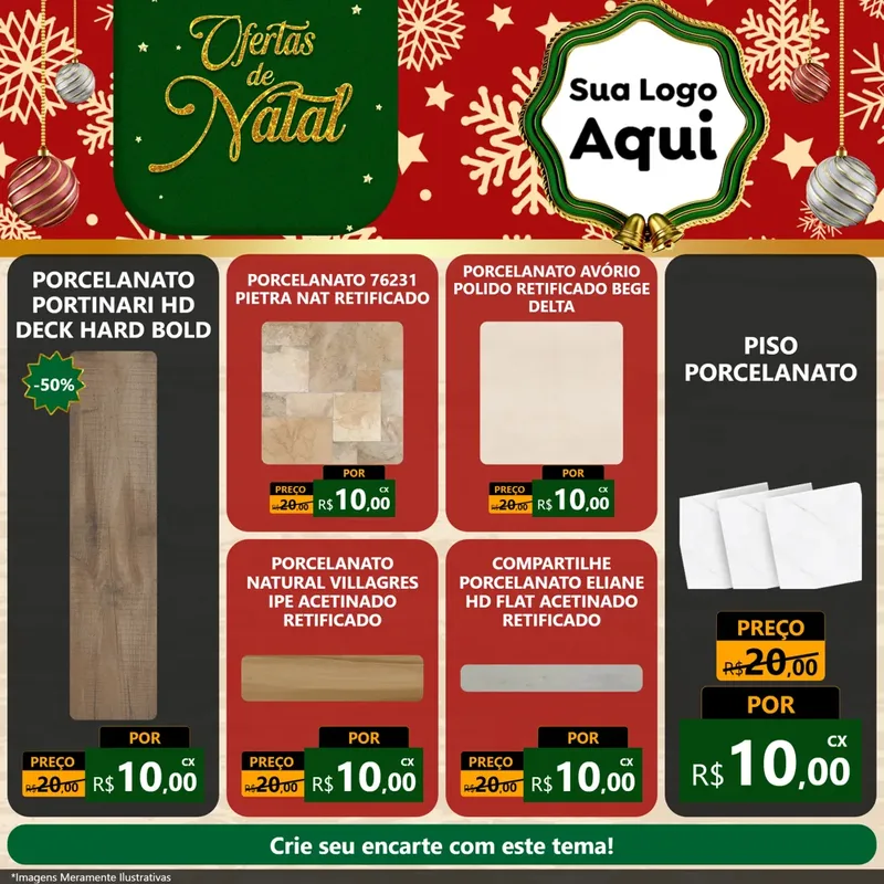 Modelo de Rede Social para Feed Facebook com o tema Natal de Ofertas para Pisos e revestimentos