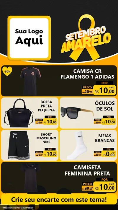 Modelo de TV para TV Vertical com o tema Setembro Amarelo para Roupas e acessórios