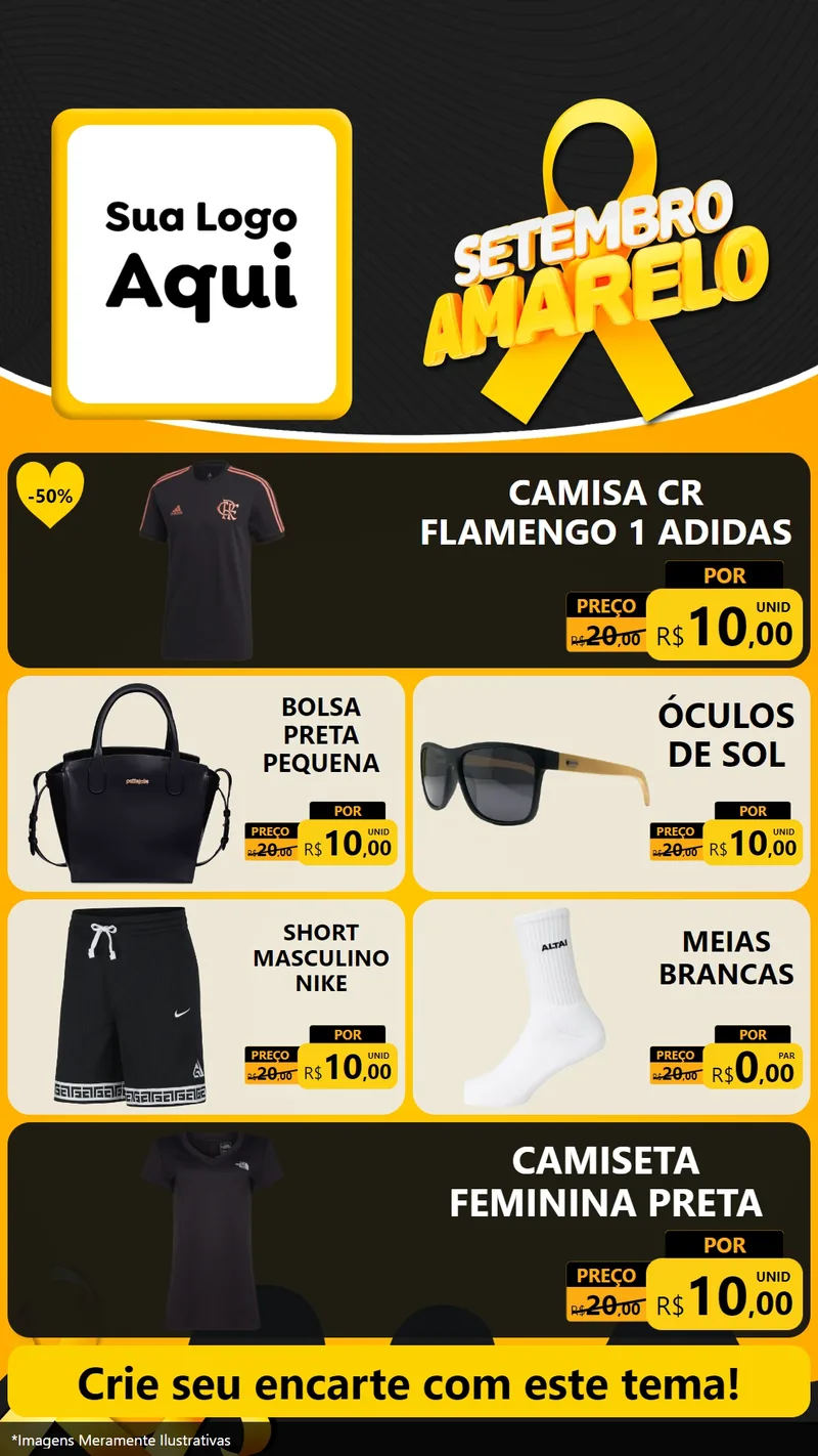 Modelo de TV para TV Vertical com o tema Setembro Amarelo para Roupas e acessórios