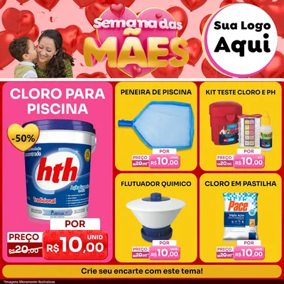 Modelo de Rede Social para Feed Facebook com o tema Semana Das Mães para Produtos para Piscina