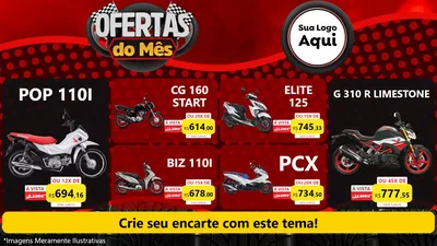Modelo de TV para TV Horizontal com o tema Ofertas do Mês - Autopeças para Concessionaria de Motos