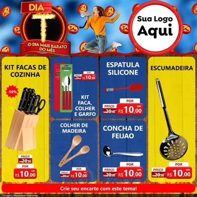 Modelo de Rede Social para Feed Facebook com o tema Dia T - O Dia Mais Barato Do Mês para Utilidades Domésticas