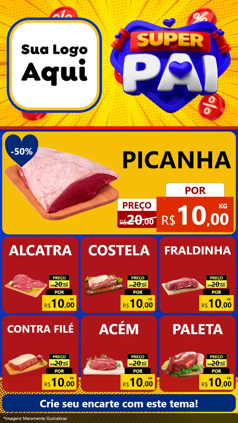 Modelo de Rede Social para Stories com o tema Super Pai para Açougue
