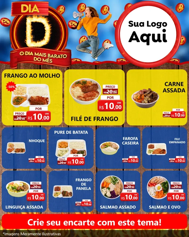 Modelo de Rede Social para Feed Instagram com o tema Dia D - O Dia Mais Barato Do Mês para Restaurante