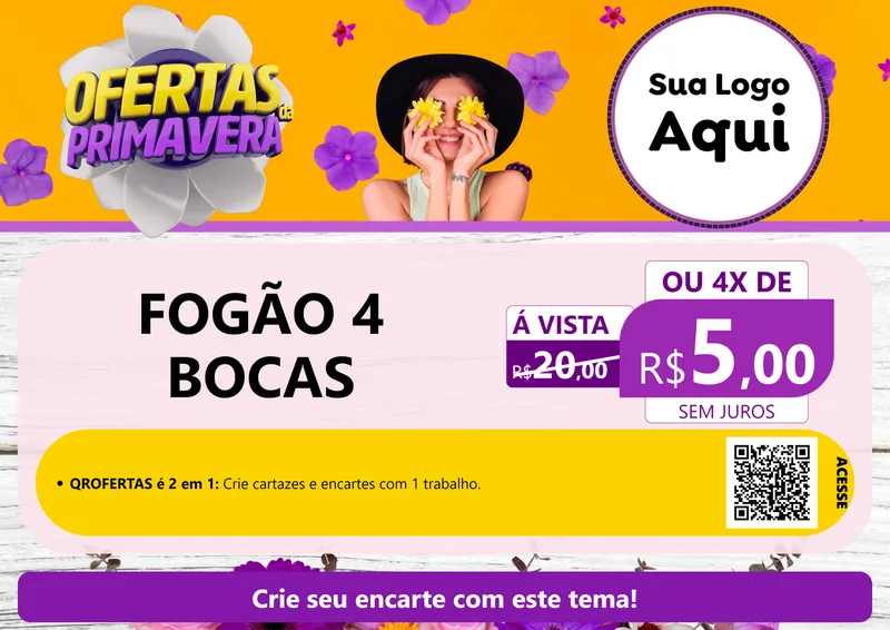 Modelo de Cartaz para Cartaz A4 Horizontal com o tema Ofertas Da Primavera para Móveis e Eletro