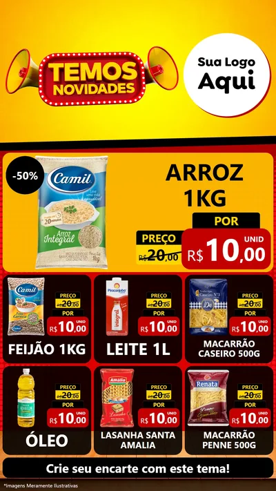 Modelo de Rede Social para Stories com o tema Temos Novidades para Supermercado