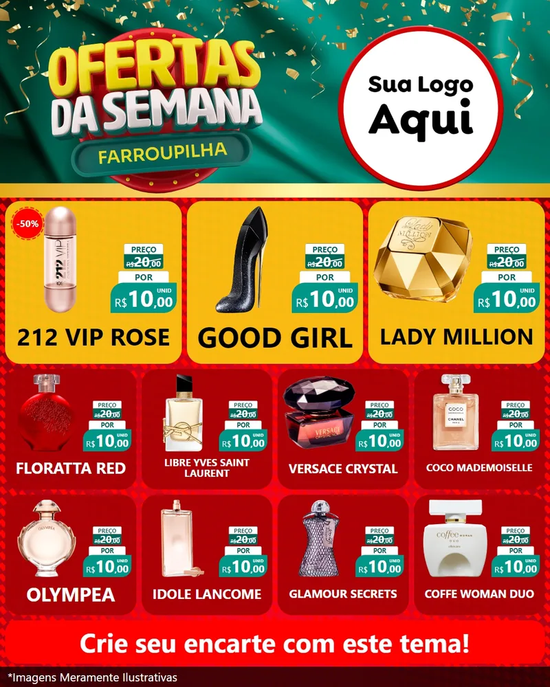 Modelo de Rede Social para Feed Instagram com o tema Ofertas da Semana Farroupilha para Perfumes