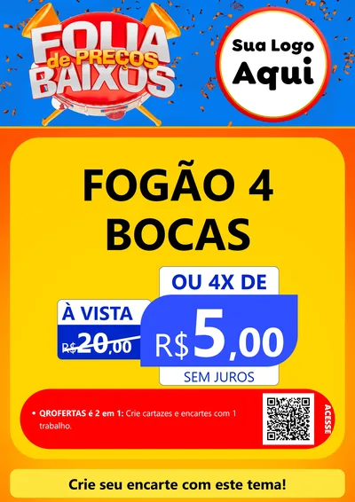 Modelo de Cartaz para Cartaz A4 Vertical com o tema Folia de Preços Baixos para Móveis e Eletro