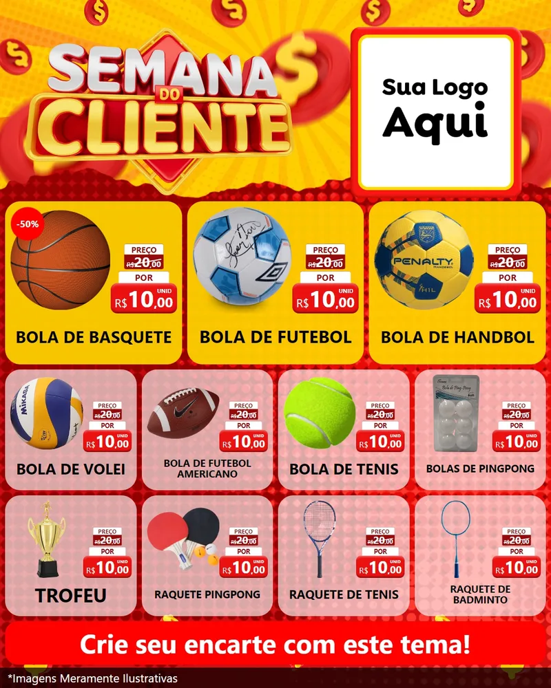 Modelo de Rede Social para Feed Instagram com o tema Semana do Cliente para Artigos Esportivos