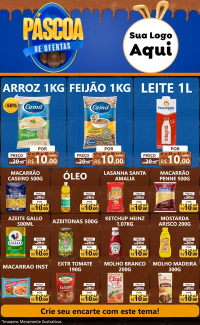 Modelo de Encarte para Encarte Grande com o tema Páscoa de Ofertas para Supermercado
