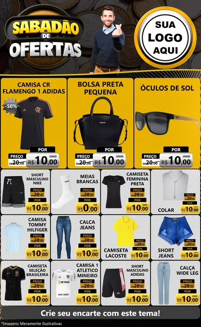 Modelo de Encarte para Encarte Grande com o tema Sabadão de Ofertas para Roupas e acessórios