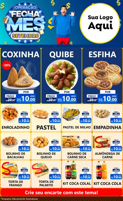 Modelo de Encarte para Encarte Grande com o tema Operação Fecha Mês Setembro para Salgadaria