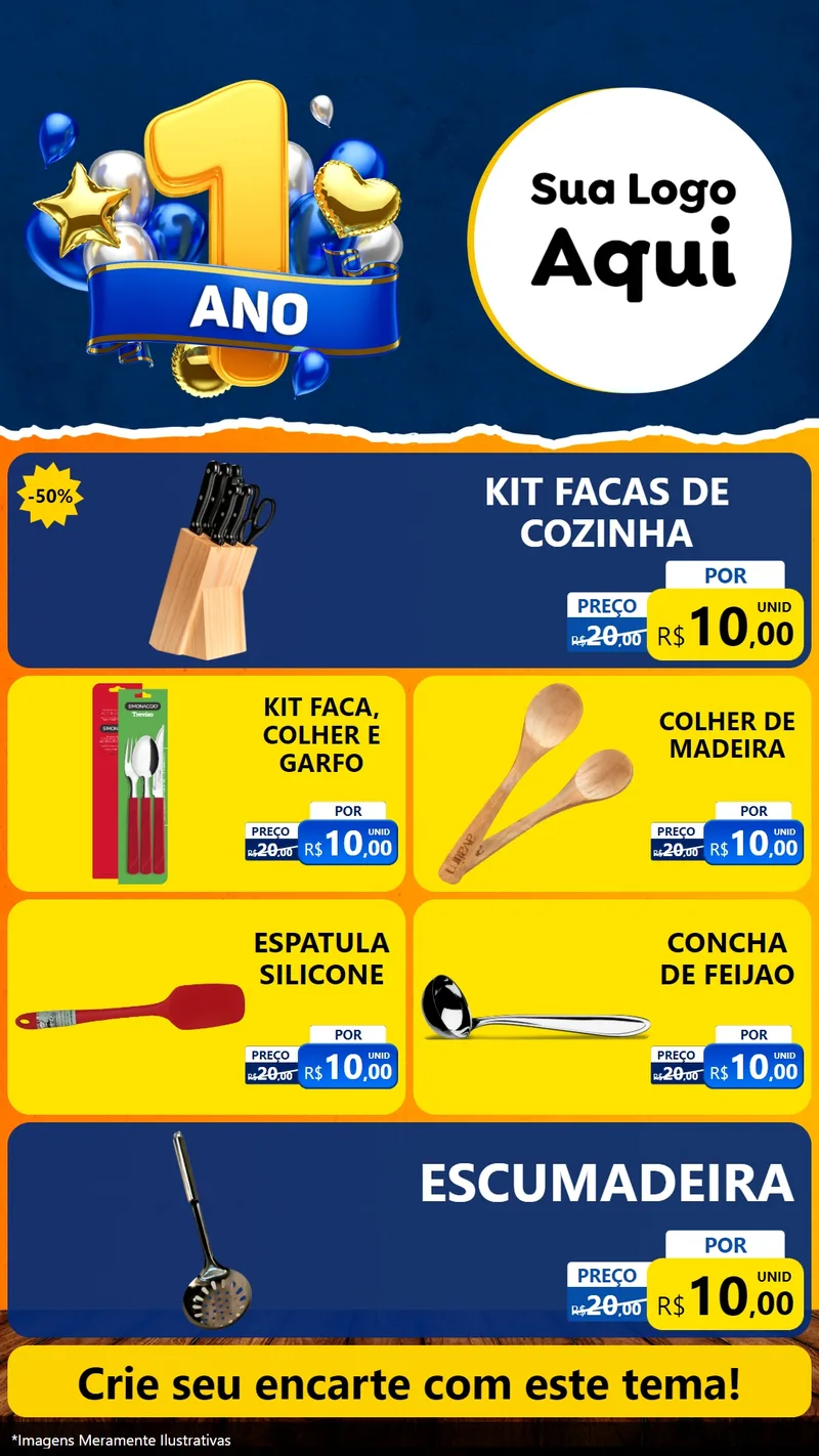 Modelo de TV para TV Vertical com o tema Um Ano de Aniversário para Utilidades Domésticas