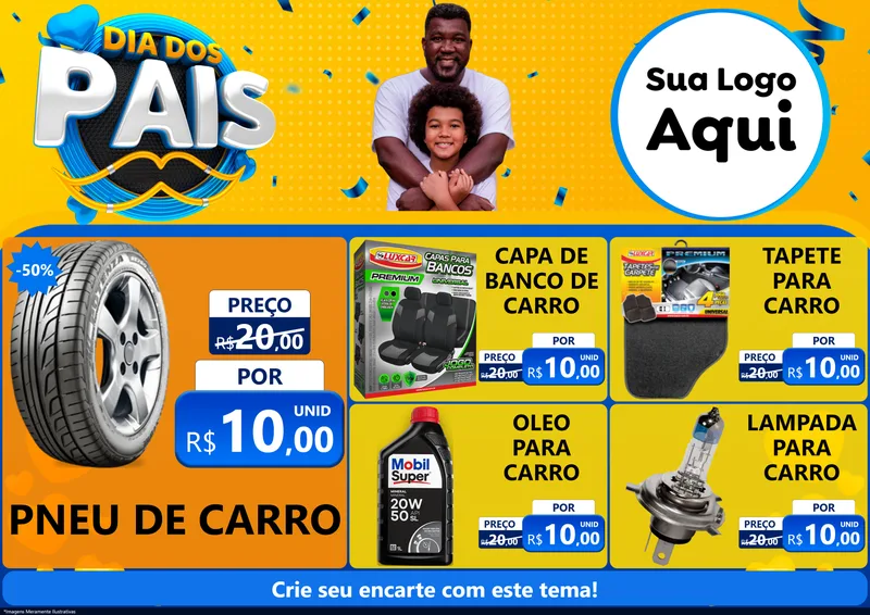 Modelo de Encarte para Encarte A4 Horizontal com o tema Dia dos Pais para Auto peças