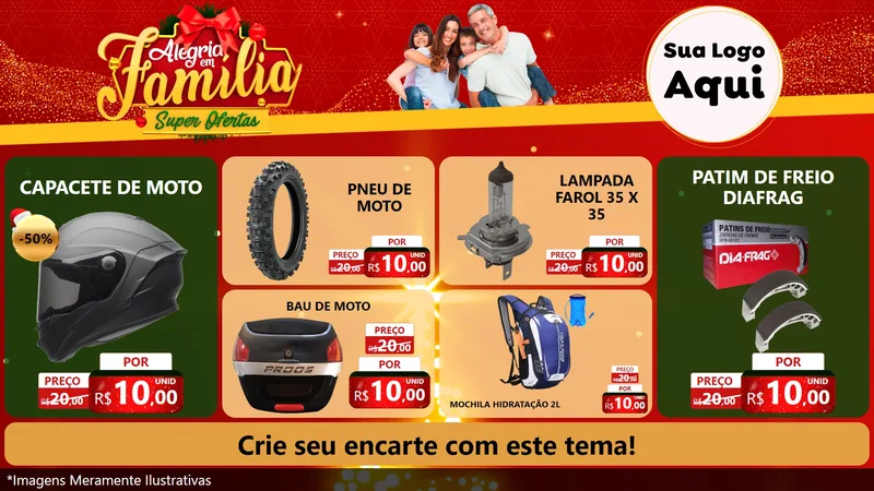 Modelo de TV para TV Horizontal com o tema Alegria em Família Super Ofertas - Natal para Moto peças