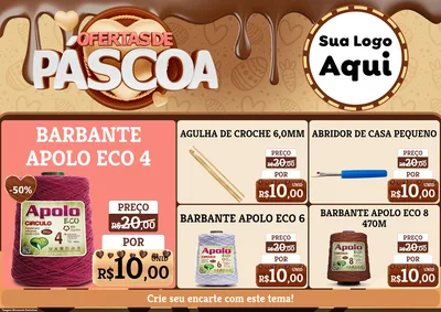 Modelo de Encarte para Encarte A4 Horizontal com o tema Ofertas de Páscoa para Armarinho e Aviamentos