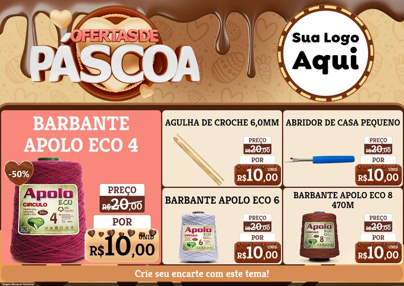 Modelo de Encarte para Encarte A4 Horizontal com o tema Ofertas de Páscoa para Armarinho e Aviamentos