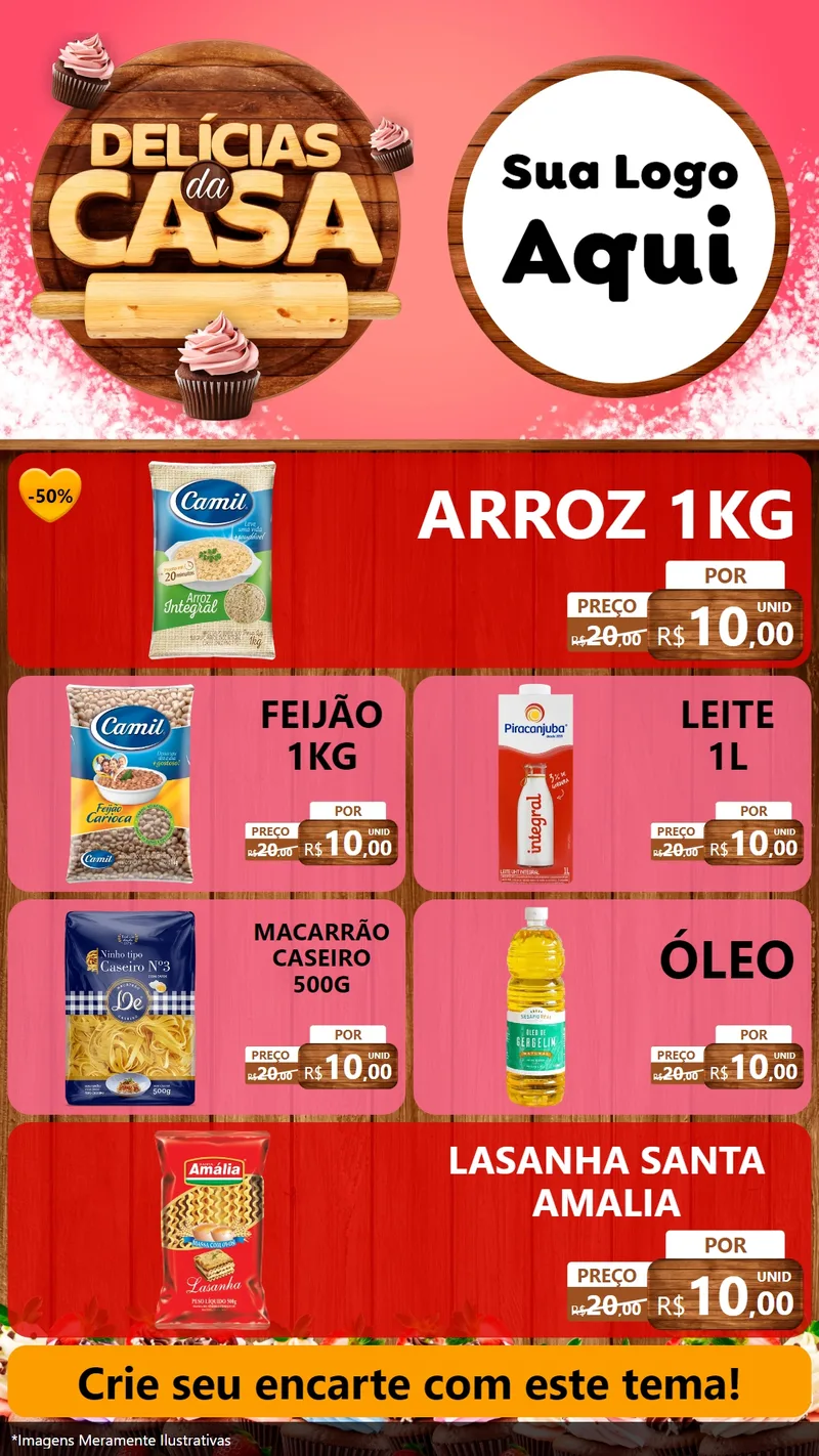 Modelo de TV para TV Vertical com o tema Delícias da Casa para Supermercado