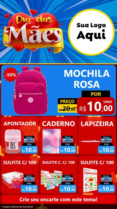Modelo de Rede Social para Stories com o tema Dia das Mães para Papelaria