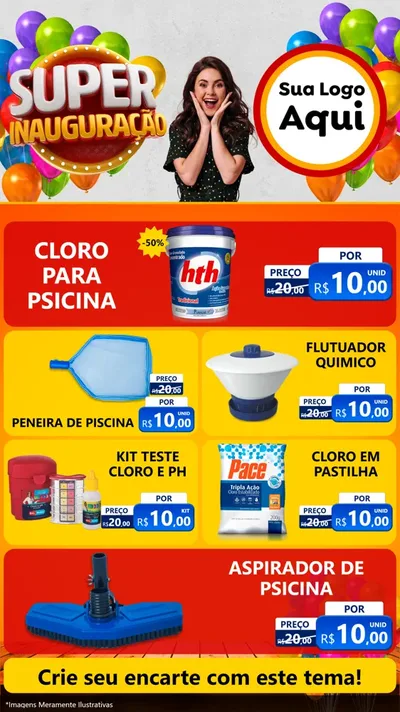 Modelo de TV para TV Vertical com o tema Super Inauguração para Produtos para Piscina