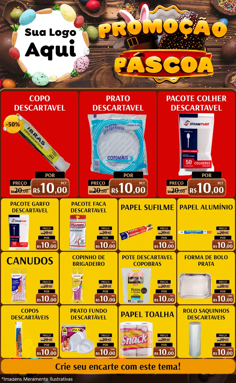 Modelo de Encarte para Encarte Grande com o tema Promoção Páscoa para Embalagens