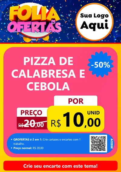 Modelo de Cartaz para Cartaz A4 Vertical com o tema Folia de Ofertas para Pizzaria