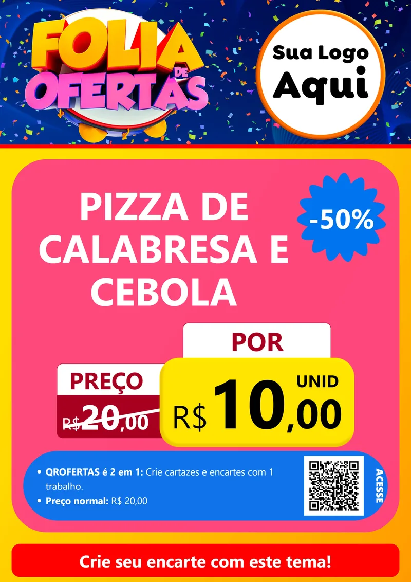 Modelo de Cartaz para Cartaz A4 Vertical com o tema Folia de Ofertas para Pizzaria