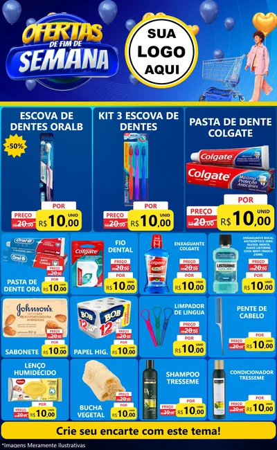 Modelo de Encarte para Encarte Grande com o tema Ofertas de Fim de Semana para Higiene Pessoal