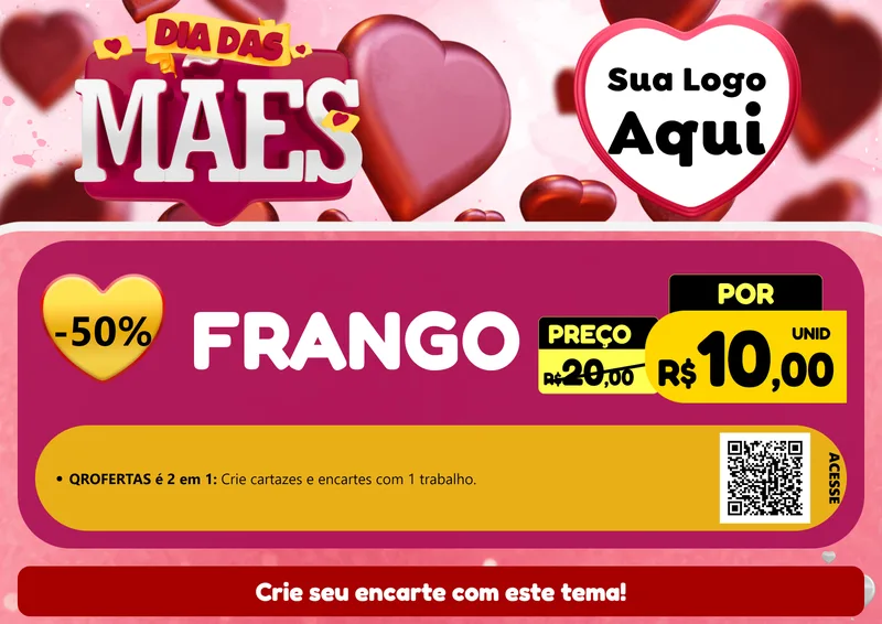 Modelo de Cartaz para Cartaz A4 Horizontal com o tema Dia Das Mães para Assados