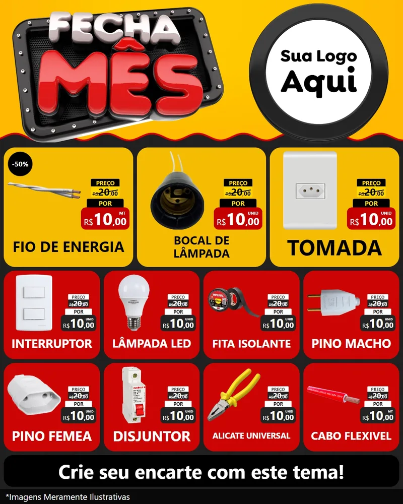Modelo de Rede Social para Feed Instagram com o tema Fecha Mês para Materiais Elétricos