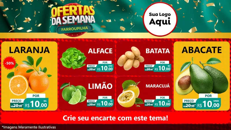 Modelo de TV para TV Horizontal com o tema Ofertas da Semana Farroupilha para Hortifrúti