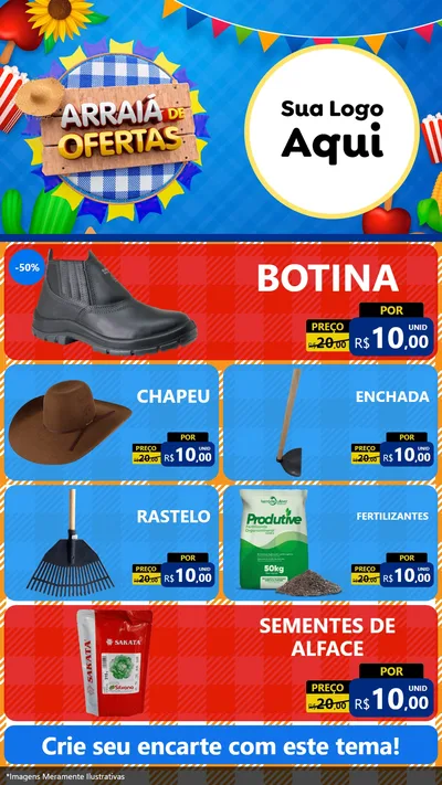 Modelo de TV para TV Vertical com o tema Arraiá de Ofertas para Agropecuária