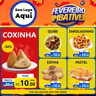 Modelo de Rede Social para Feed Facebook com o tema Fevereiro Imbatível para Salgadaria