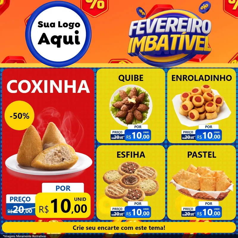 Modelo de Rede Social para Feed Facebook com o tema Fevereiro Imbatível para Salgadaria