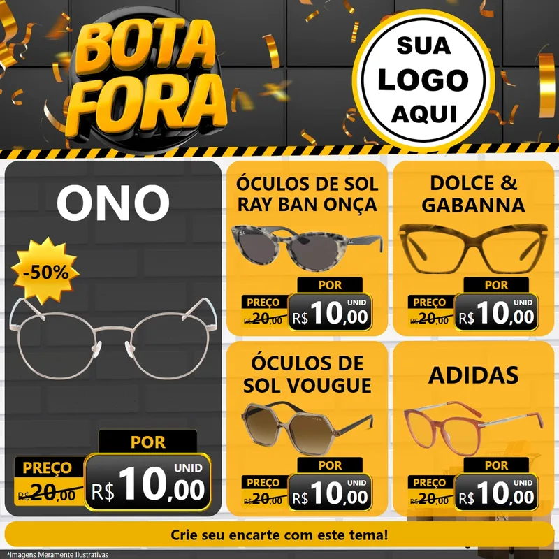 Modelo de Rede Social para Feed Facebook com o tema Bota Fora para Óticas