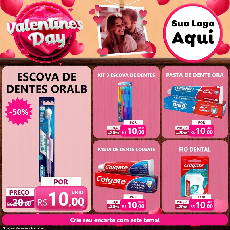 Modelo de Rede Social para Feed Facebook com o tema Valentine's Day para Higiene Pessoal