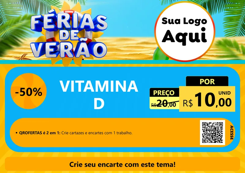 Modelo de Cartaz para Cartaz A4 Horizontal com o tema Férias de Verão para Farmácia