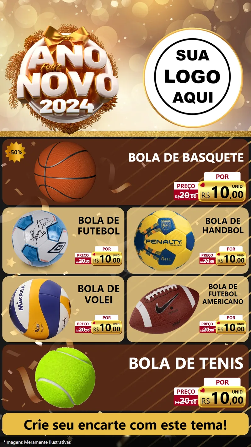 Modelo de TV para TV Vertical com o tema Feliz Ano Novo 2027 para Artigos Esportivos